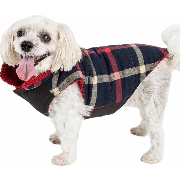 Pet Life Allegiance Insulated Plaid Dog Jacket w/ Interior Sherpa - Picture 14 of 17